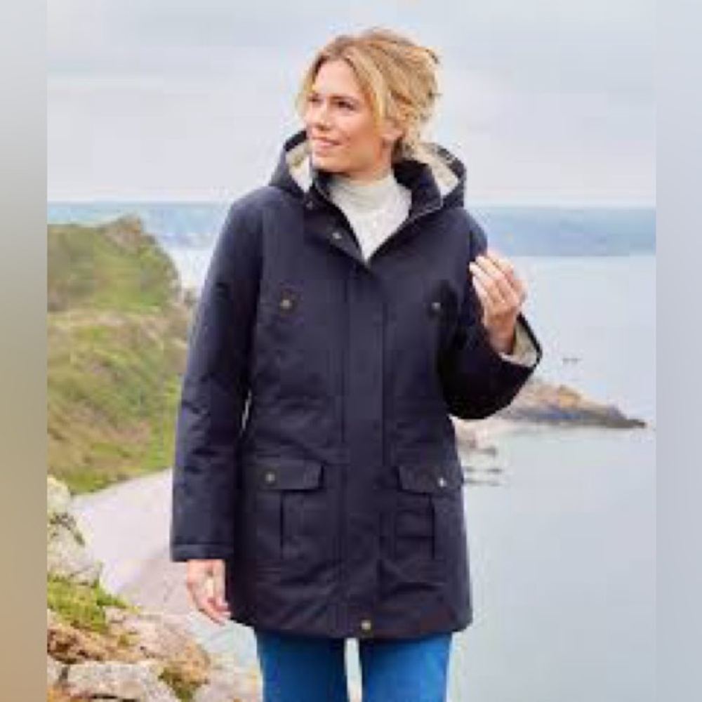 Roots Navy Hooded Trench Coat with Contrast Lining